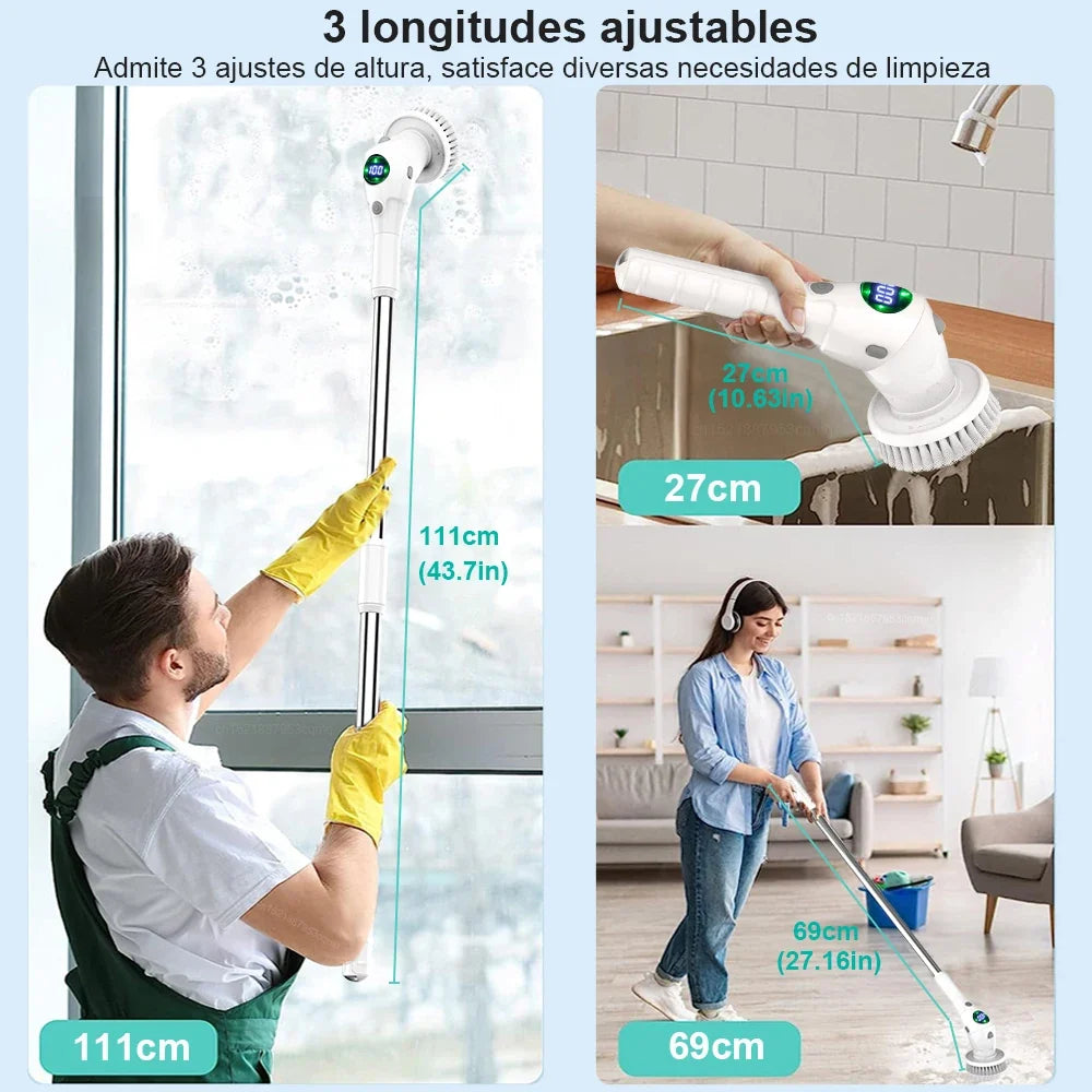 Cordless Rotatable Motor-Driven Cleaning Brush - 8 in 1 Household Cleaning Device for Kitchen & Bathroom