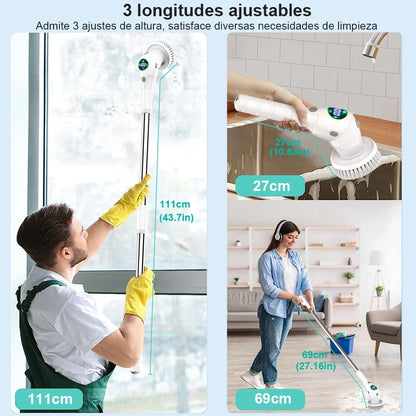 Cordless Rotatable Motor-Driven Cleaning Brush - 8 in 1 Household Cleaning Device for Kitchen & Bathroom