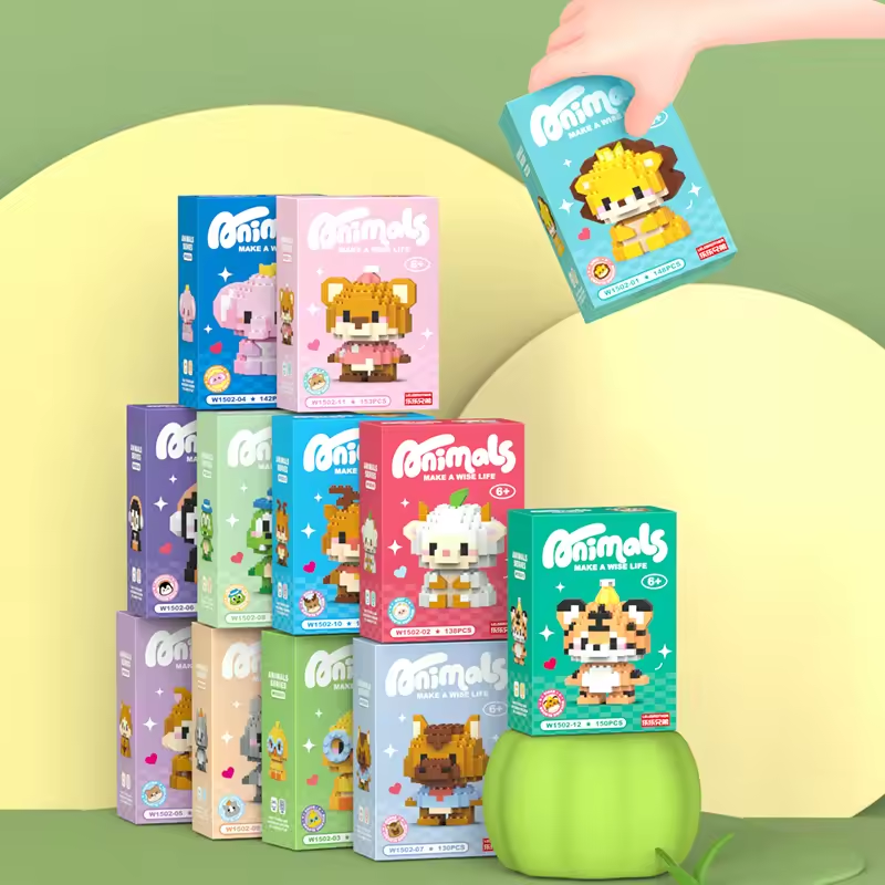 Mini Cute Animals Micro Building Blocks Lion 3D Toy Kit for Kids