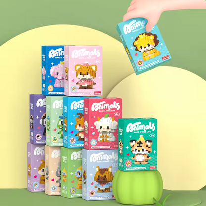 Mini Cute Animals Micro Building Blocks Lion 3D Toy Kit for Kids