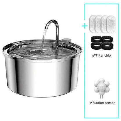 Steel Stainless Automatic Pet Water Fountain USB Mute Dog Cat Filter Bowl