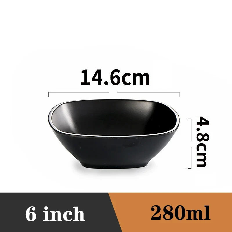 Bowl Ramen Black Plastic Japanese Style Noodle Bowl