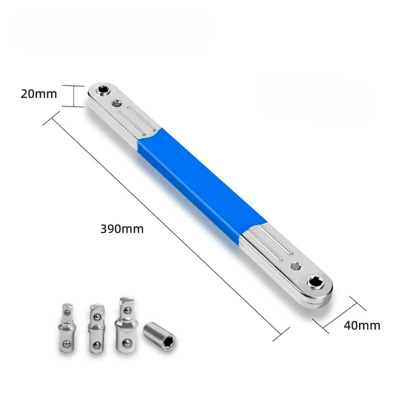 Two-Way Impact Socket Ratchet Vehicle Hand Device 2026 – Travel-Friendly Offset Extension Wrench 4-Adapter Kit