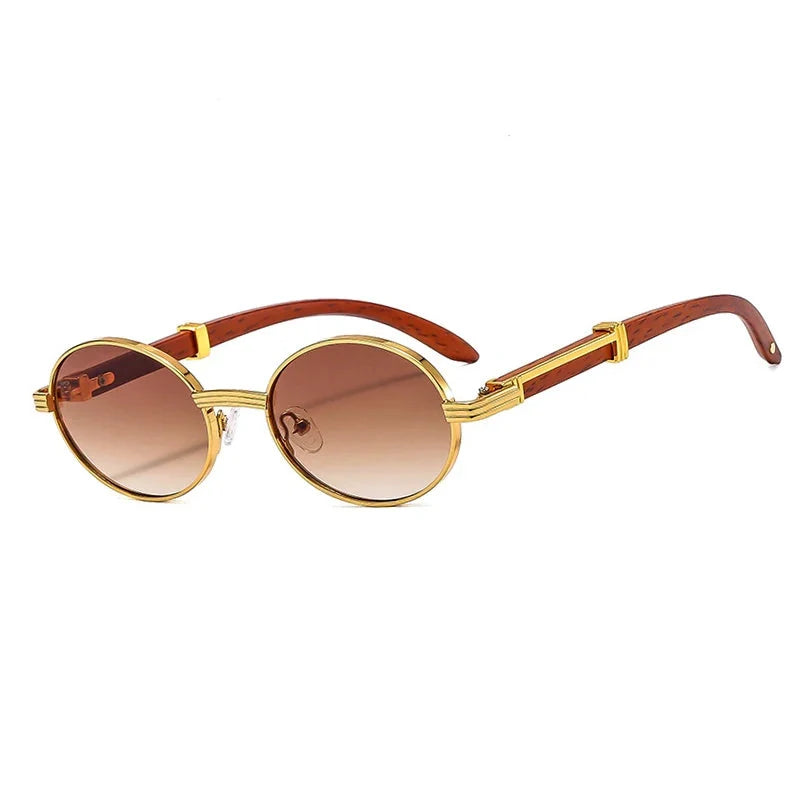 Fashion Wooden Sunglasses For Women & Men - Vintage Oval Designer Glasses, UV Protection