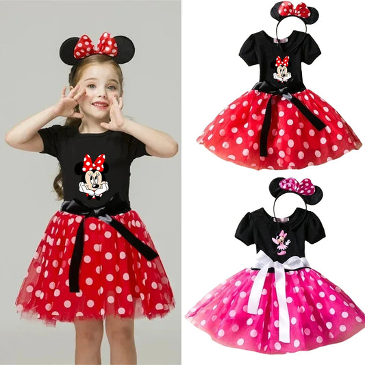 knee-length polka-dot tutu, cotton-polyester-voile, birthday party – Light girls' Minnie Mouse dress