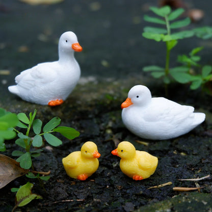 Duck Resin Ornaments Four Piece Garden Figurines Spring Garden Decor Micro Landscape Water Feature Sturdy Resin Decor