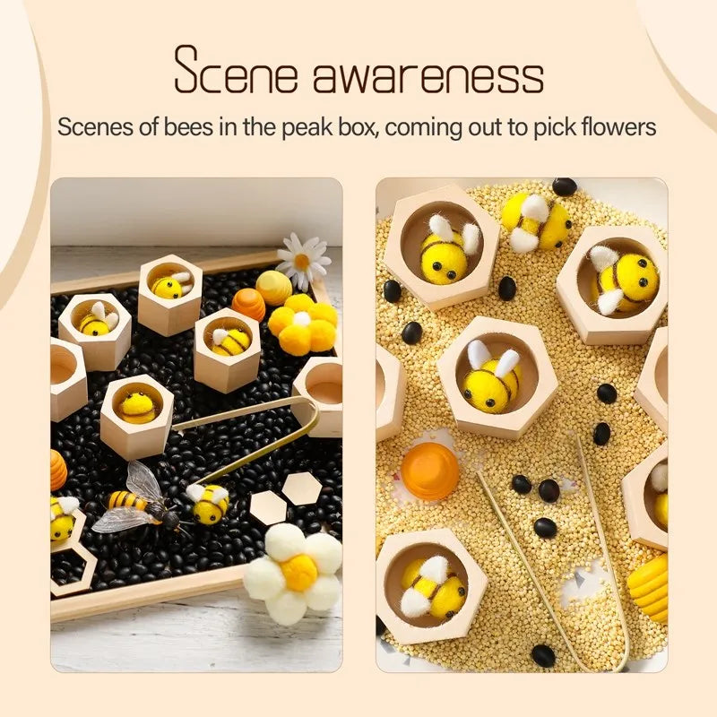 Fine Montessori Motor Toy 0-12 Months Wooden Bee Honeycomb Sensory Game Fall 2025 Development Gift