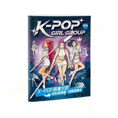 Book Coloring Kpop Demon Hunters Anime Sketches Rumi Mira Zoey Cute Line Drawings Back to School 2025 Gift