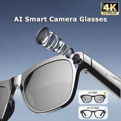 AI 4K Smart Camera Glasses Photochromic Travel Handsfree