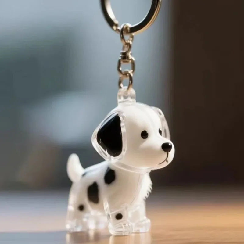 Hair Dog Keepsake Keychain Pendant Clear Resin Charm