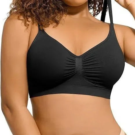 women's Breathable sports bra - ruched front, knit fabric, full-coverage, for yoga and running workouts