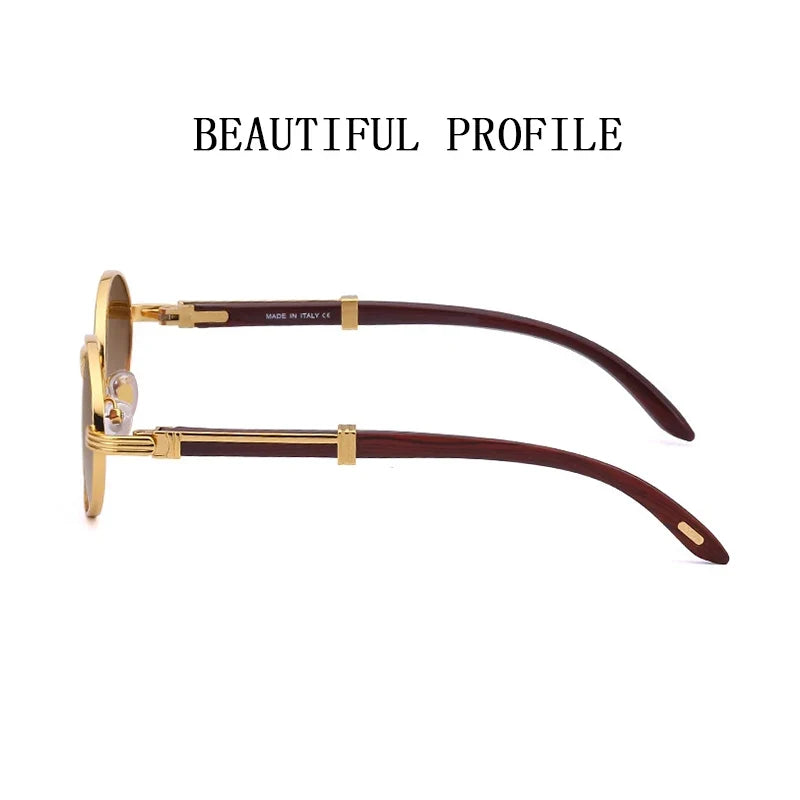 Fashion Wooden Sunglasses For Women & Men - Vintage Oval Designer Glasses, UV Protection