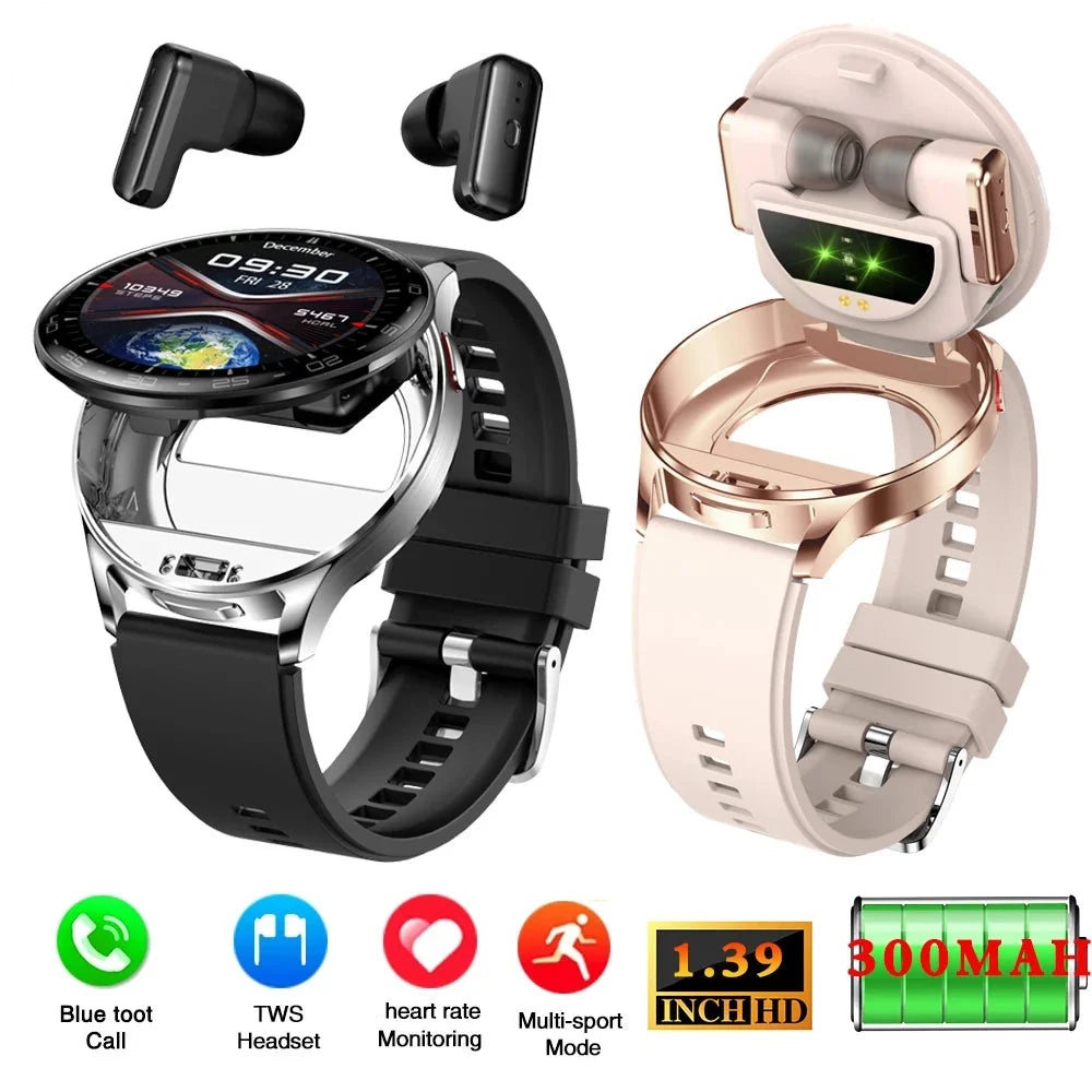 Smartwatch2026 Edition With TWS Earbuds 1.39 Inch Touch Screen Heart Rate Monitor Multi Sport Mode 300mAh Battery Fall