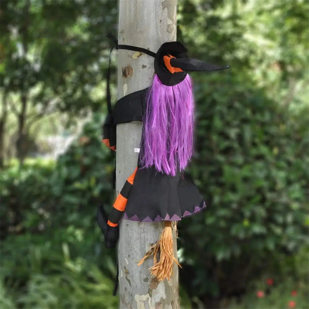 Witch Halloween Tree Decoration Non Woven Hanging Outdoor Yard Decor Fall 2025 Spooky Crashing Display