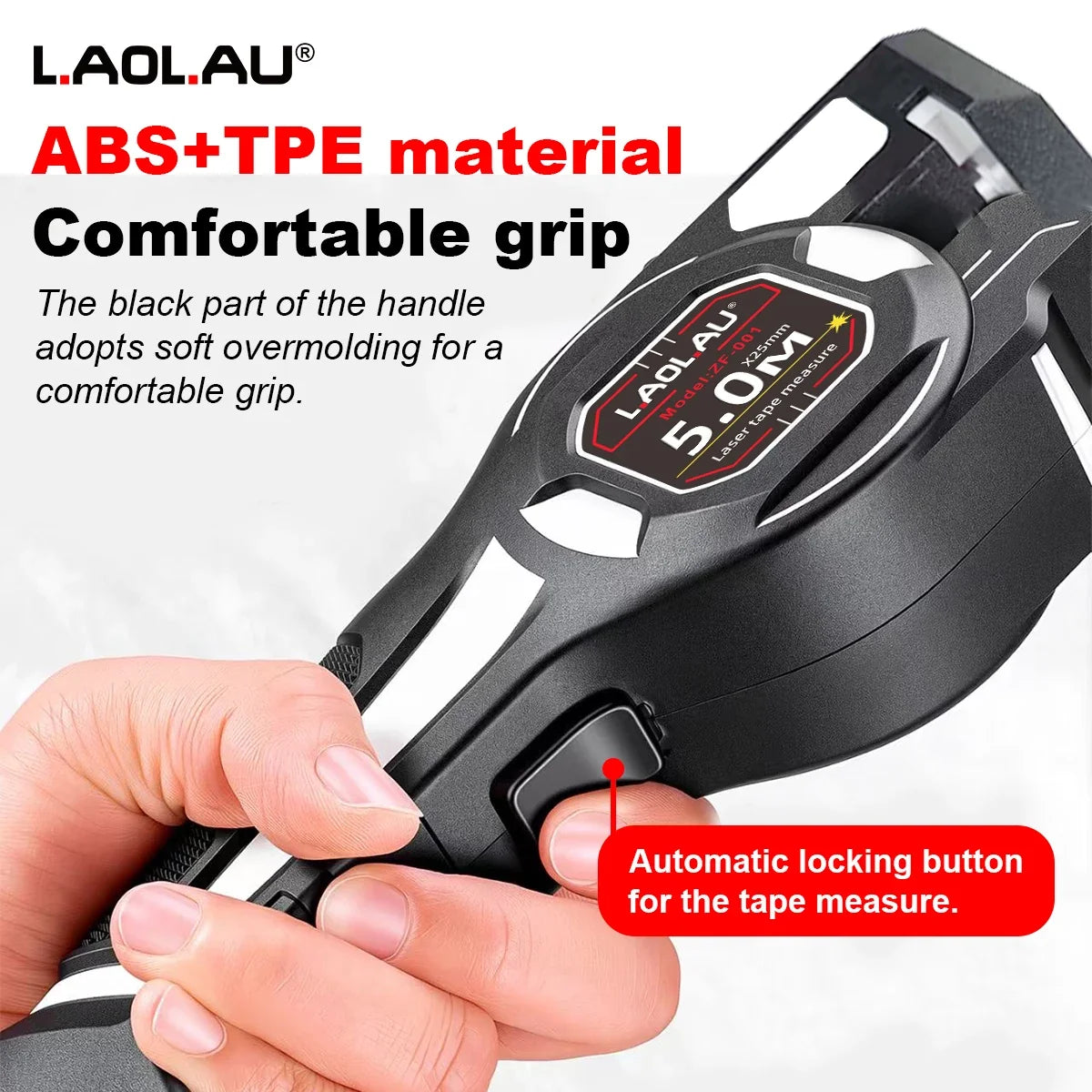 Type-C Battery-Powered Class II Laser Auto-Lock Device 2026 – LAOLAU 2-in-1 Laser Tape Measure 5M/16FT