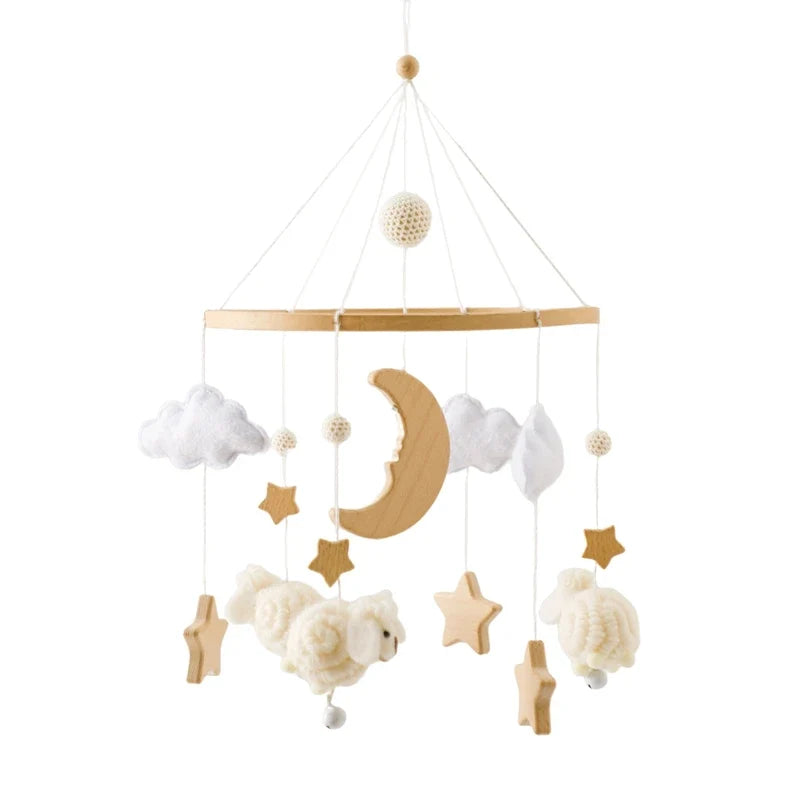 Crib Wooden Mobile Bracket Newborn Sensory Toys Soothing