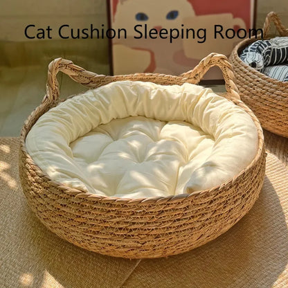 Vine Handmade Woven Cat Nest - Detachable Washable Winter Warmth Pad for Pet Supplies