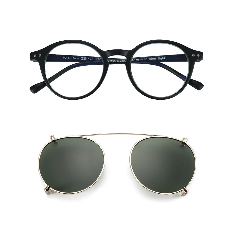 Clip2026 Edition On Sunglasses Retro Round Frames Anti Blue Light Polarizing Clip Ons Summer
