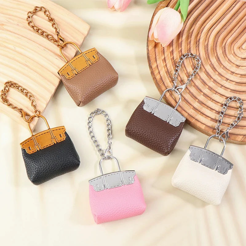1+1 Free Birkin Inspired Mini Hand Bag - Compact Bag Charm Keychain with Metal Chain