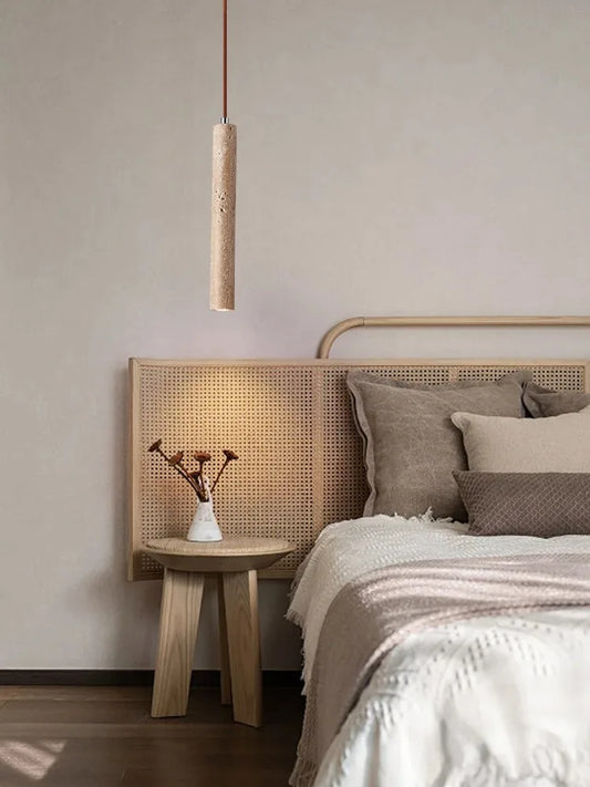 LED Japandi Pendant Lamp Wood Tube Japan Style Bedroom Light