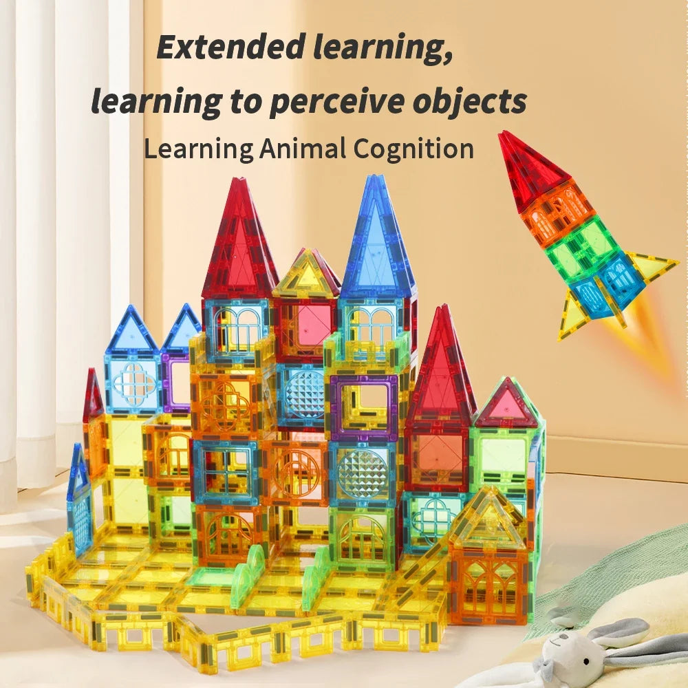 Magnetic Building Blocks Kit - Colorful Educational Puzzle for Kids Ages 3+ - Ideal Birthday Gift