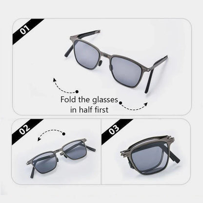 Folding Polarized Sunglasses Ultra Light Stainless Steel Retro Square Frame Summer 2026 Travel Essential