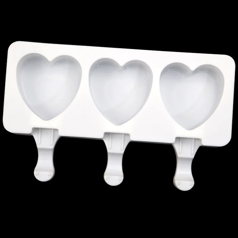 Heart-Shaped Silicone Ice Cream Mold, 3 Cavity Design for Chocolate, Pudding, and More, Food-Grade, Simple Release