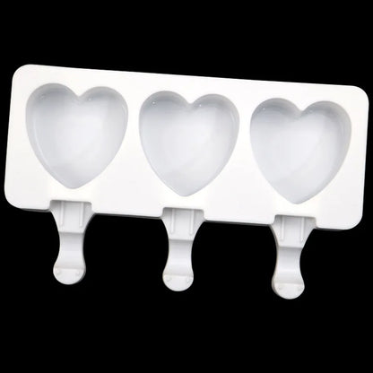 Heart-Shaped Silicone Ice Cream Mold, 3 Cavity Design for Chocolate, Pudding, and More, Food-Grade, Simple Release