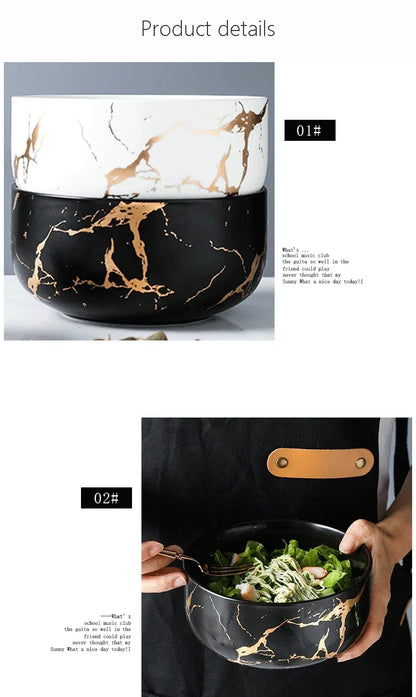 Marble Ceramic Bowl Kit Scandinavian Tableware Minimalist