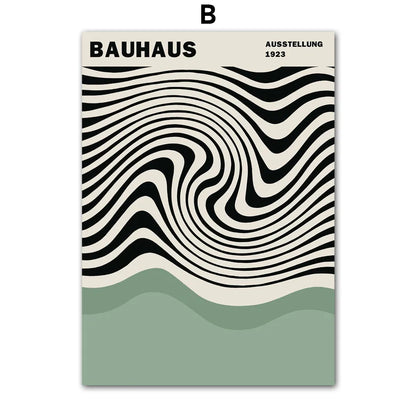 Bauhaus Green Minimalist Wall Art Canvas Print Water-Resistant