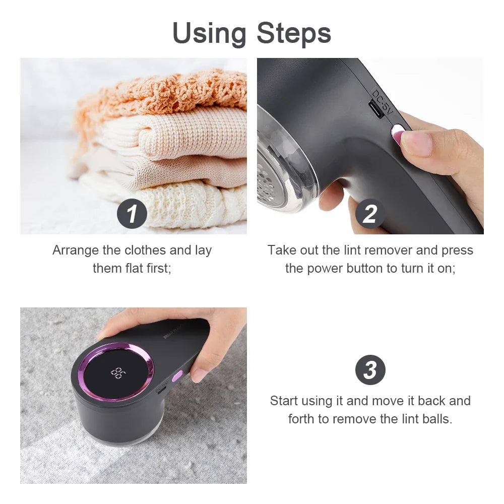 Battery-Powered Fabric Lint Remover Travel-Friendly Clothes Shaver