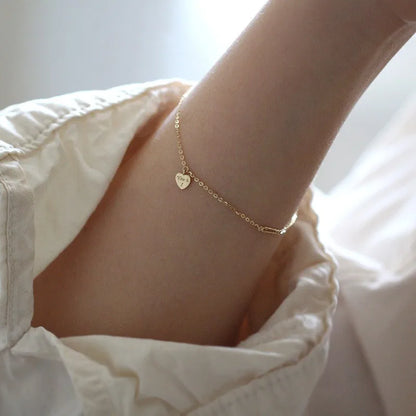 Heart Gold Bracelet 14K Plated 925 Silver Valentine's Gift
