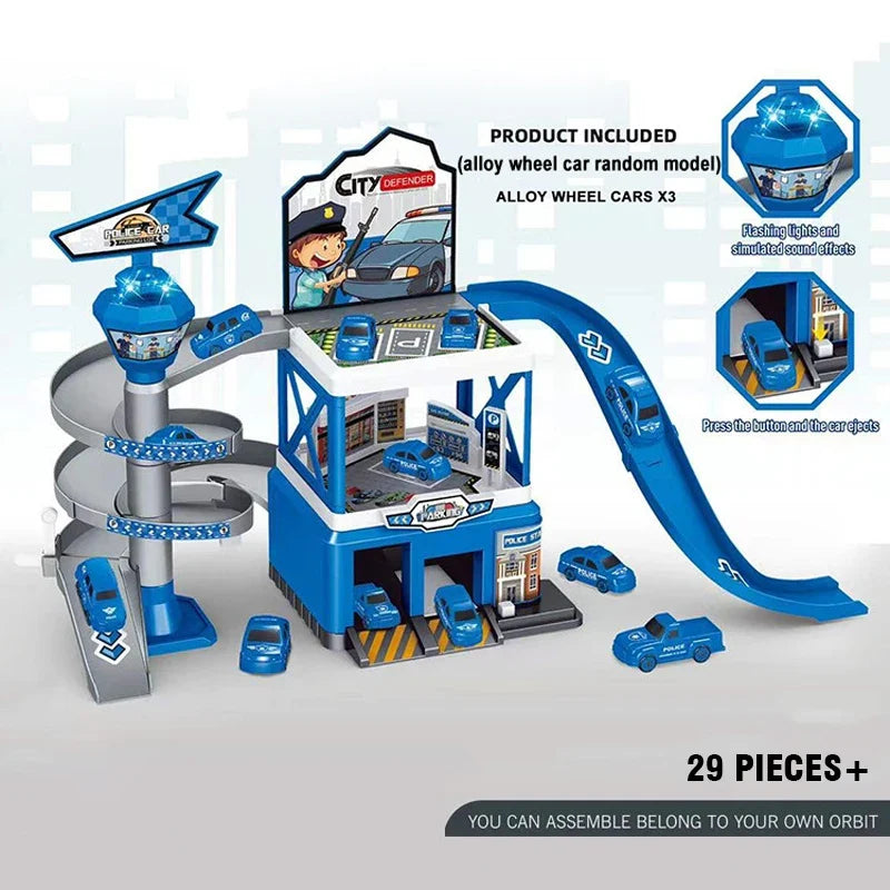 Garage Multi-Storey Racing Track with Cars - Interactive Parking Toy for Boys