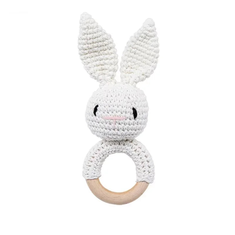 Crochet Baby Rattle Bunny Teether Newborn Sensory Toys