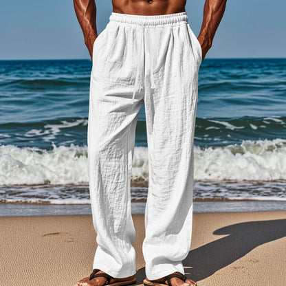 Drawstring Casual Beach Trousers - Loose Cozy Solid Color Pants for Summer