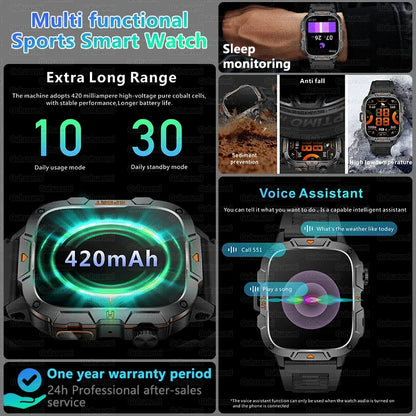 1.96 Inch AMOLED Display, 5ATM Water-Resistant, Bluetooth Call Fitness Tracker, Fall 2025 – Smartwatch Rugged Military Grade