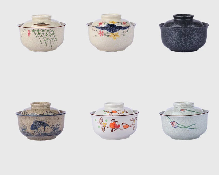 Bowl Ramen Large Ceramic With Lid Retro Fall 2025 Tableware