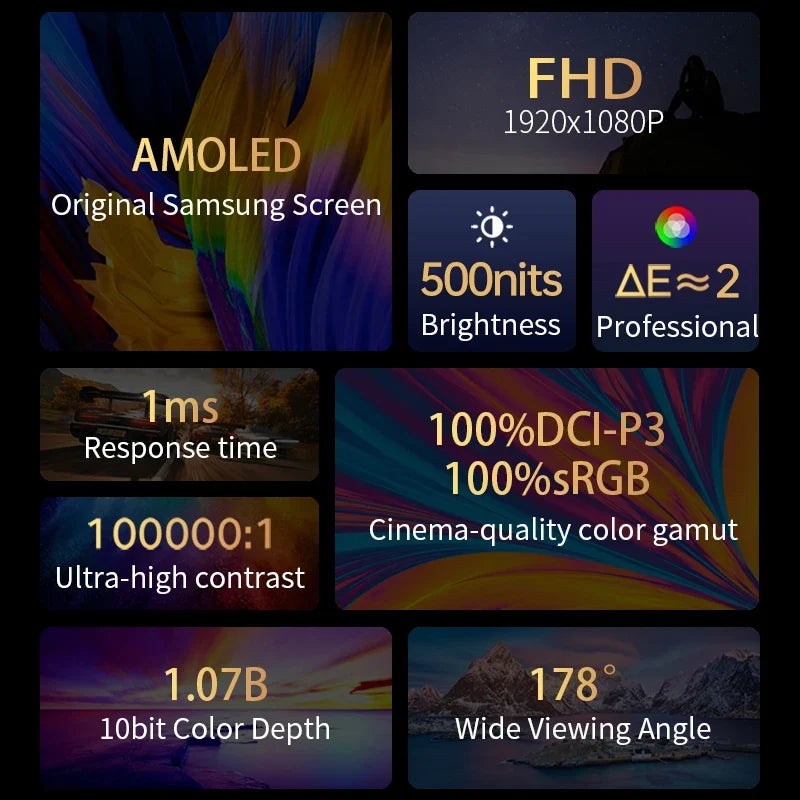 OLED 13.3 Travel-Friendly Monitor Metal Frame Travel Display