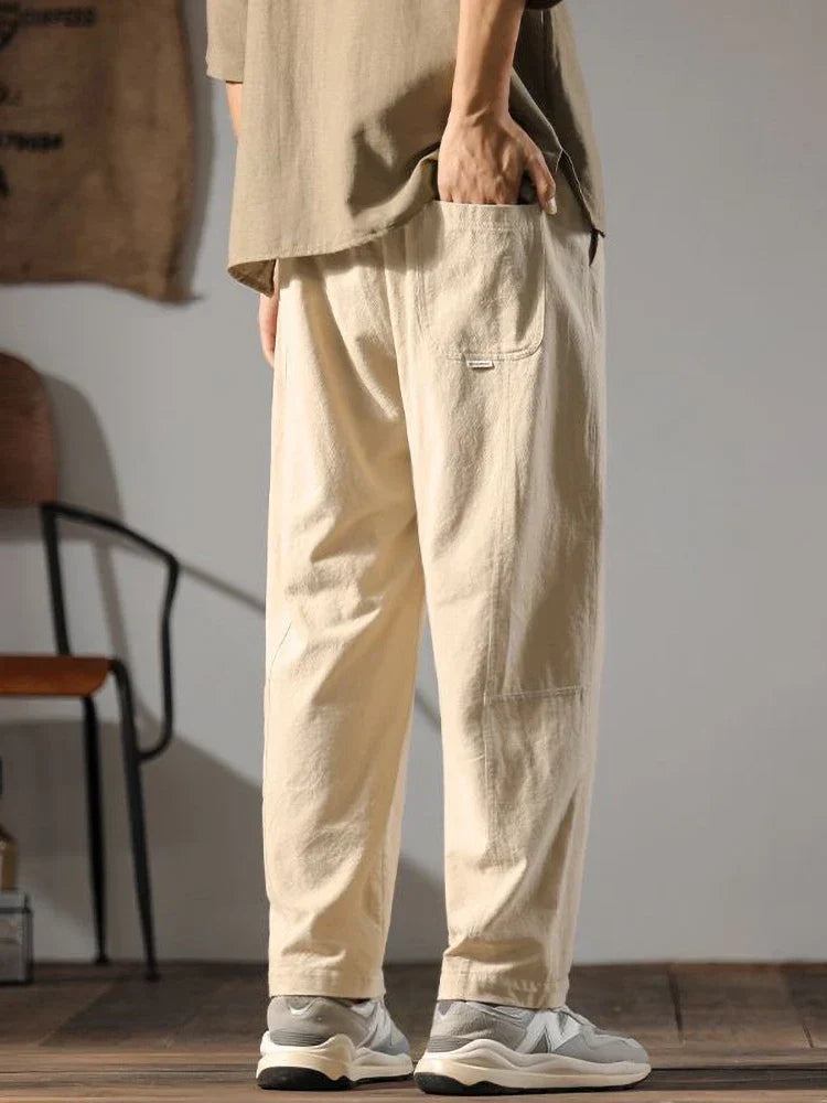 Men's Linen Cotton Pants with Adjustable Fit, Lightweight Breathable Fabric, Modern Design for Casual and Formal Wear-6