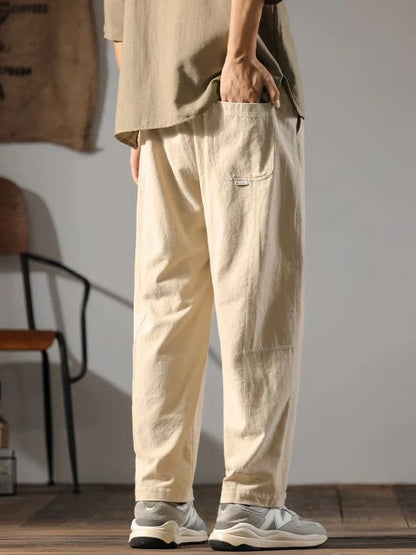 Men's Linen Cotton Pants with Adjustable Fit, Lightweight Breathable Fabric, Modern Design for Casual and Formal Wear-6