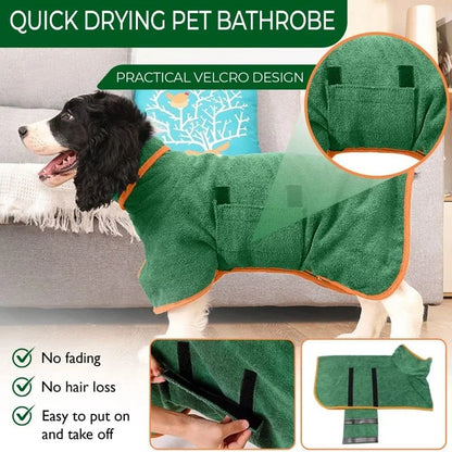 Microfiber Dog Bathrobe Towel - Flexible Absorbent Coat for Cats & Dogs, Pet Grooming Maintenance