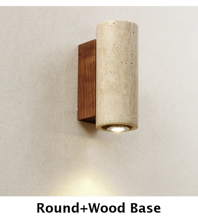 Yellow Japandi Marble LED Wall Sconce Wabi Sabi Bedside Light