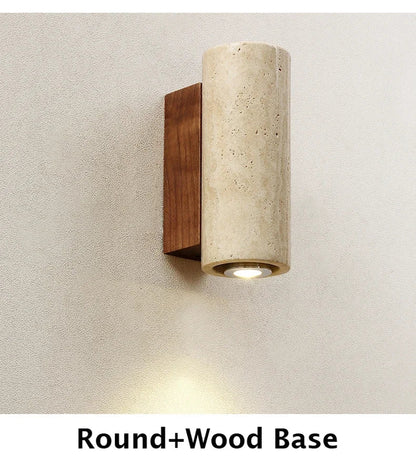 Yellow Japandi Marble LED Wall Sconce Wabi Sabi Bedside Light