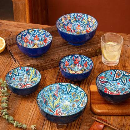 Ceramic Bohemian Rice Bowl Retro Noodle Bowl Kitchen Gift
