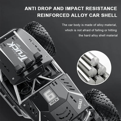 Remote2025 Edition Control Car Off Road Monster Truck Rock Crawler 4WD Dual Motors Metal Shell LED Headlights Kids Gift Fall