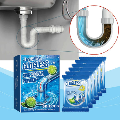 Drain2026 Edition Cleaner Powder - Sink and Drain Unclogging Kit, Deodorize, 6 Pieces, Spring Cleaning