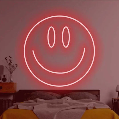 Neon LED Sign 35cm USB Powered Smile Face Wall Hanging Night Light Bedroom Decor Fall 2025 Gift