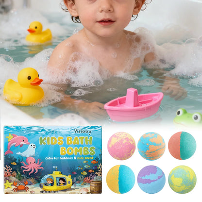 Kids Bath Bombs Kit 6 Pcs Colorful Fizzy With Surprise Inside Moisturizing Formula Birthday Gift