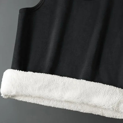 Velvet Lamb Thermal Vest - Sleeveless Insulated Men's T-shirt for Cold Weather, Large Size Cozy Top