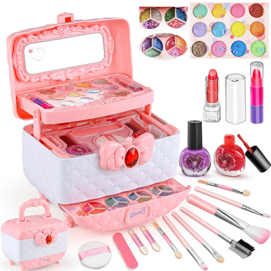 Kids Makeup Kit Pink And White Case Makeup Toy Kit TikTok Viral Fall 2025 Gift Washable